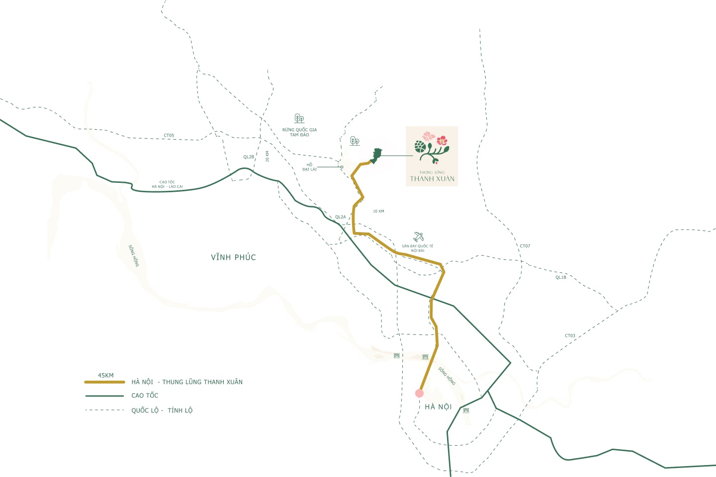 Vị trí Thung lũng thanh xuân - Intercontiental Thanh Xuân Valley